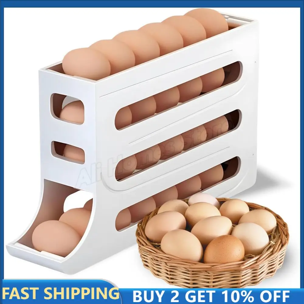 4-уровневый держатель для яиц в холодильнике автоматическая вращающаяся коробка