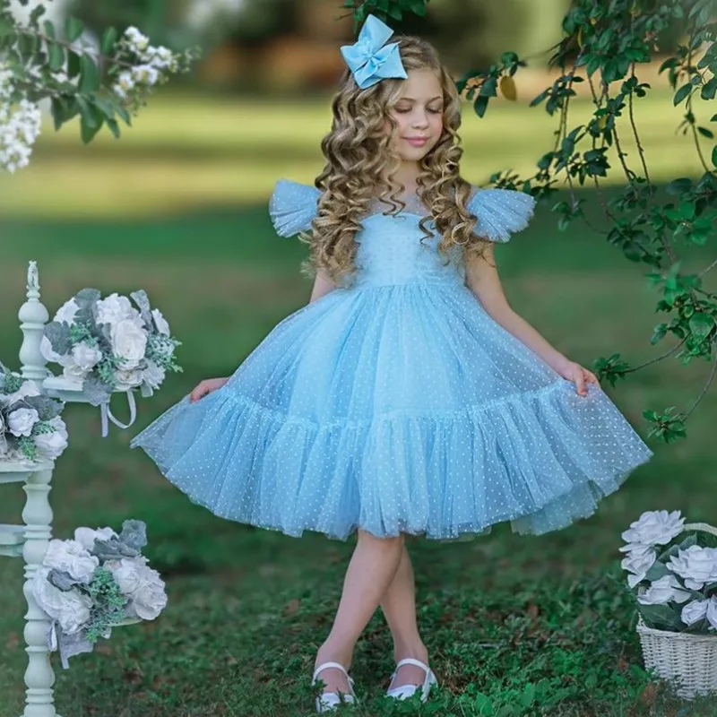 

Girls Wedding Dresses Children Tulle Tutu Prom Princess Dress 4 5 6 7 8 9 10 Years Kids Evening Elegant Party Communion Costume