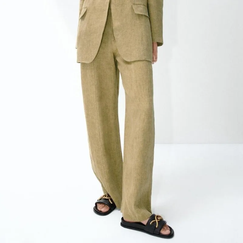 

New ZARZ Brand Slippers Women Summer Luxury 2022 Fashion Round Toe Metal Button Flat-Heeled Sandals Plus Size 35-41 Woman Shoes