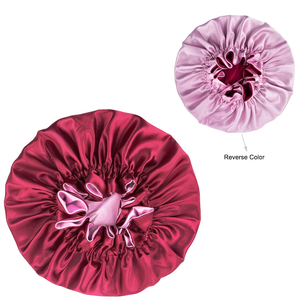 Новая однотонная женская Атласная шапочка Модная шелковая большая для леди