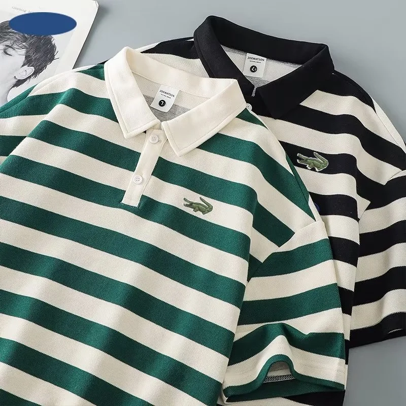 

Cartelo 2023 NEW New Men's and Women's Striped Polo Shirt Summer Polo Neck Embroidered T-shirt Casual Half Sleeve Top