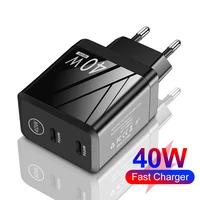 40w quick charge dual pd usb type c pd 3 0 fast charger euusuk plug for iphone 13 12 11 pro max x xr ipad universal adapter