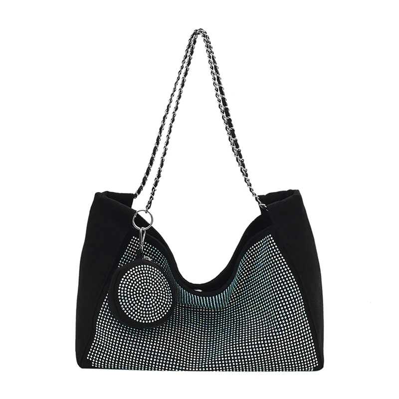 

Classic Vintage Shoulder Bags Designer Shiny Sequin Casual Totes For Women Dot Rivet Female Packages Fashion Punk Style Handbags