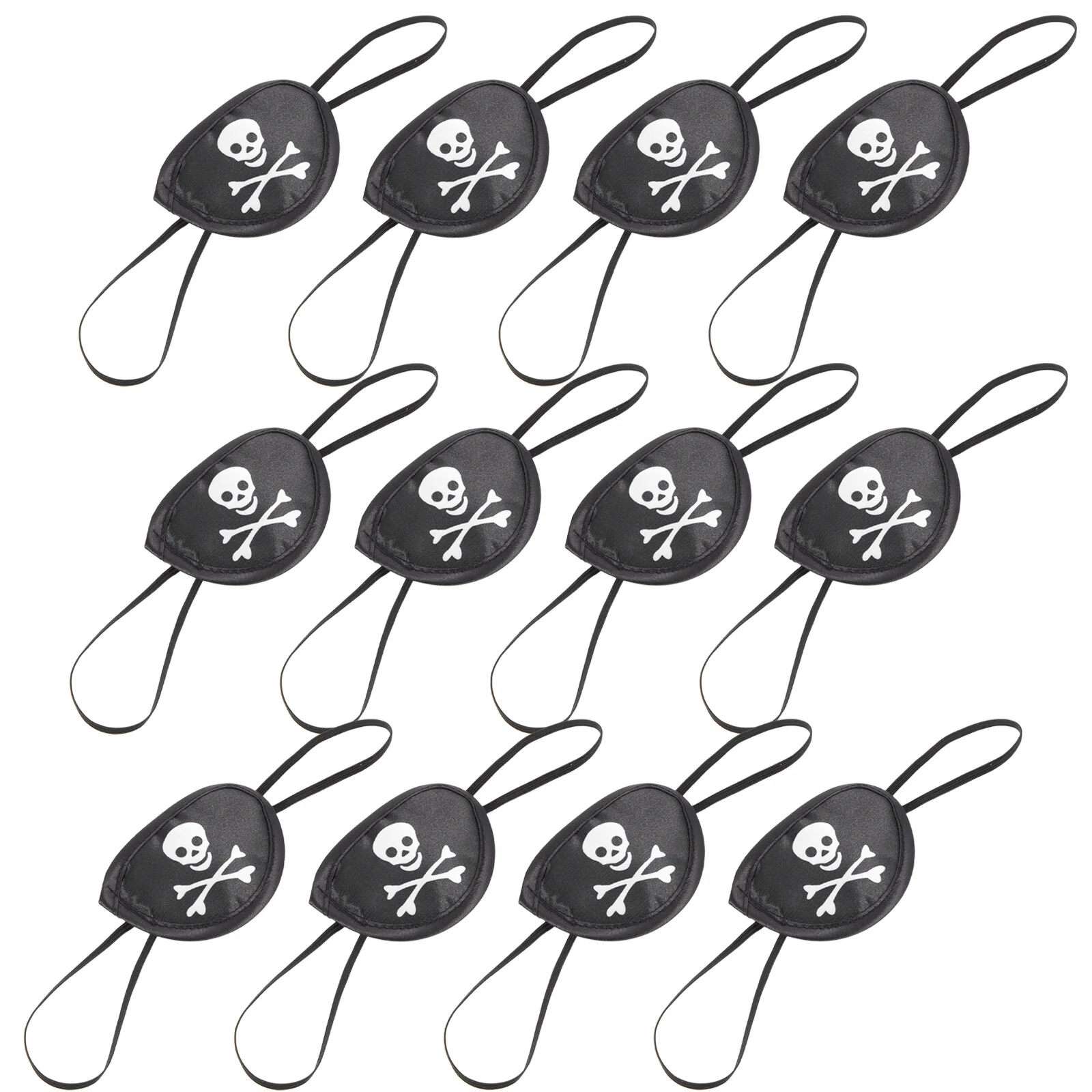 

12 Pcs Satin Eye Mask Blindfold Halloween Party Ornament Pirate Theme Patch 8.3X6CM Decors Single Black Child