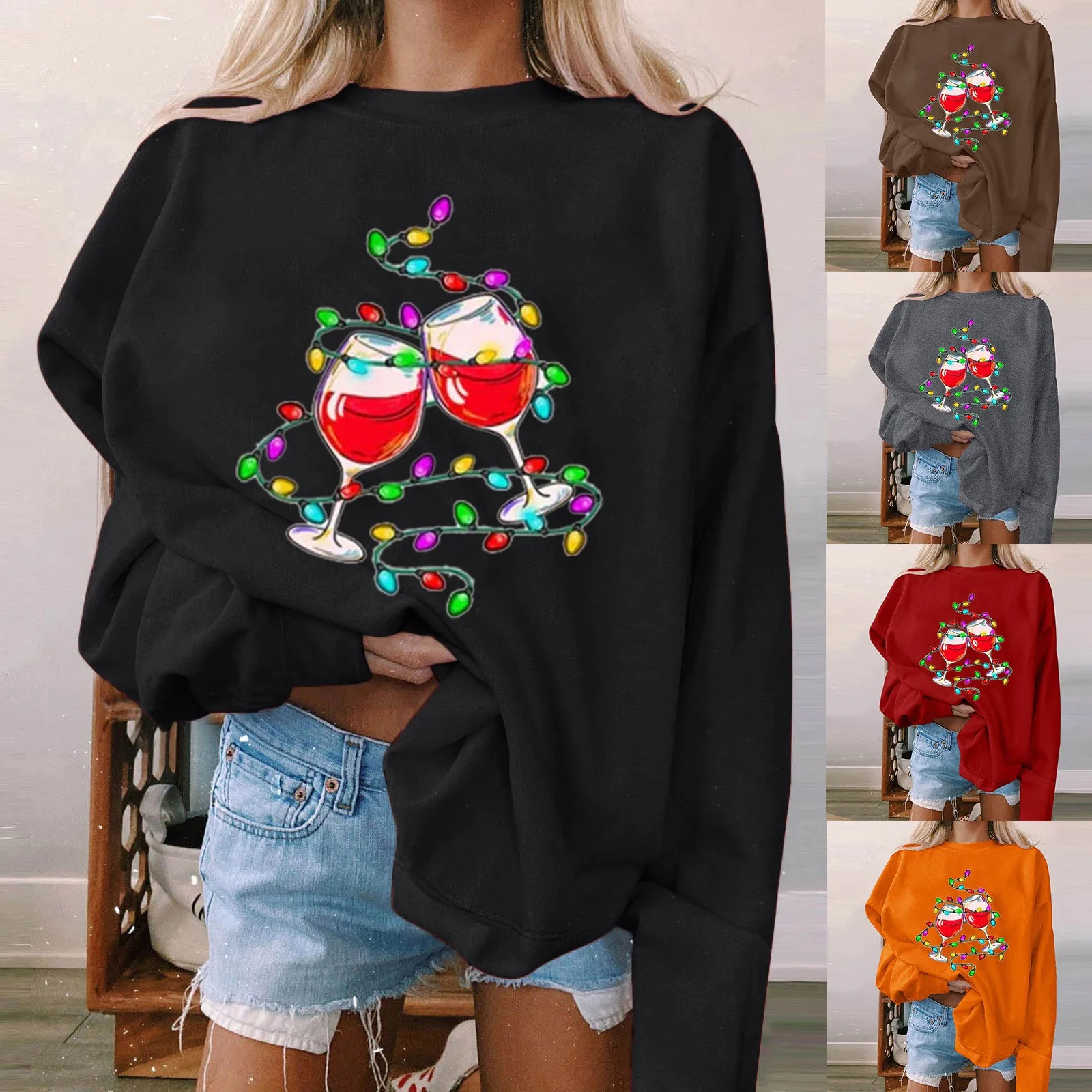 

Graphic Sweaters Women Tops For Womens Oversized Pullover Long Sleeve Sweatshirt Hoodie Sweater Teen Ladies Light Weight Hoodies