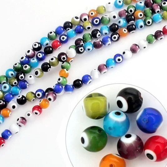 

Moda Abalorios Bolso 50PCs Fashion 6mm Round Shape Beads Glass Evil Eye Lampwork Beads for Bracelet Jewelry Making & DIY Craft