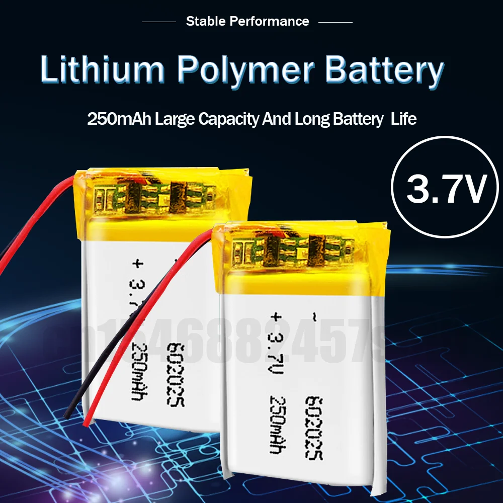 1/2 шт. литий-полимерные перезаряжаемые аккумуляторы 3 7 в 250 мАч 602025 для DVD GPS
