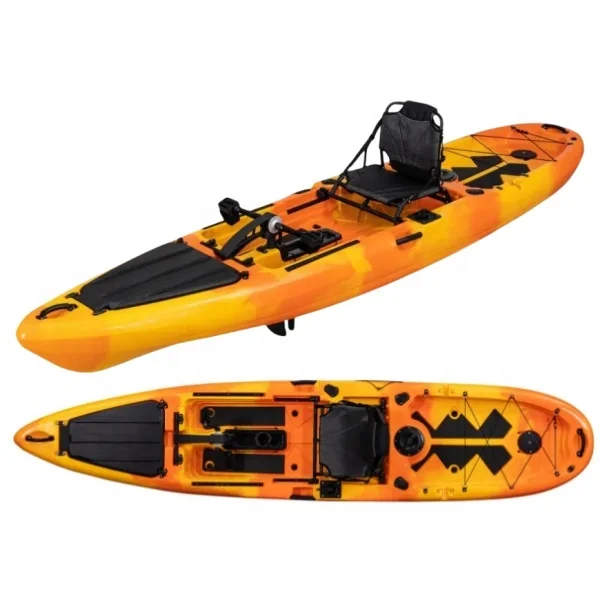 Фото Каяк LSF 13 футов (3,96 м) из HDPE с педальным приводом, одноместный, из ПВХ, ненадувной, для рыбалки, с аксессуарами, для одного гребца, длина 4 м №1