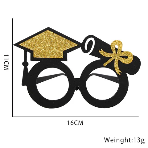 Декор для выпускного 2023, очки для фотосъемки, школьные украшения, наклейки, градиентные украшения, черные, золотые, серебряные очки