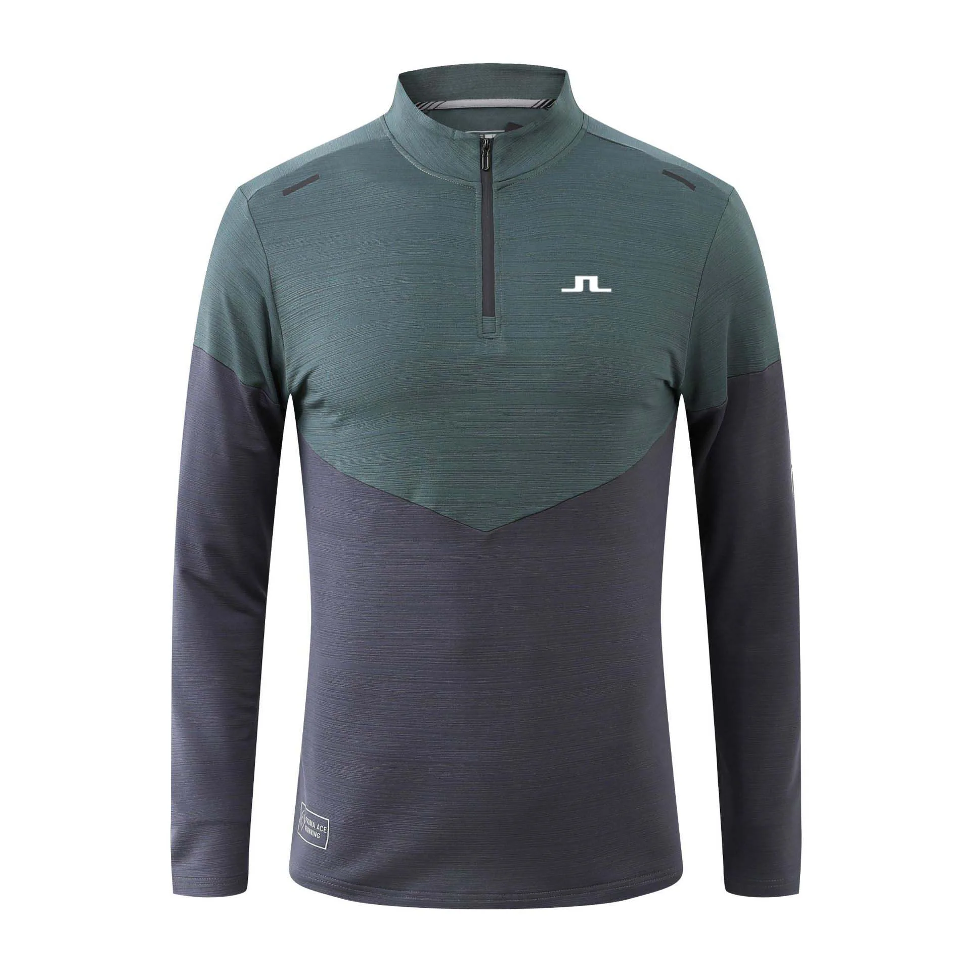 Men Golf Spring Autumn Long Sleeve Men's T-Shirt Sports Quick Drying Shirt Running Bottom Mock Neck Camping