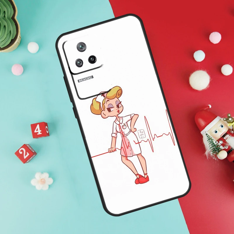 Фото Чехол для Xiaomi 15T 13T 14T 14 15 17 Pro Max POCO F8 Ultra F7 F5 F6 X3 X5 X6 X7 X8 Pro с дизайном «Стилетоскоп, сердце, медицинская сестра» №4