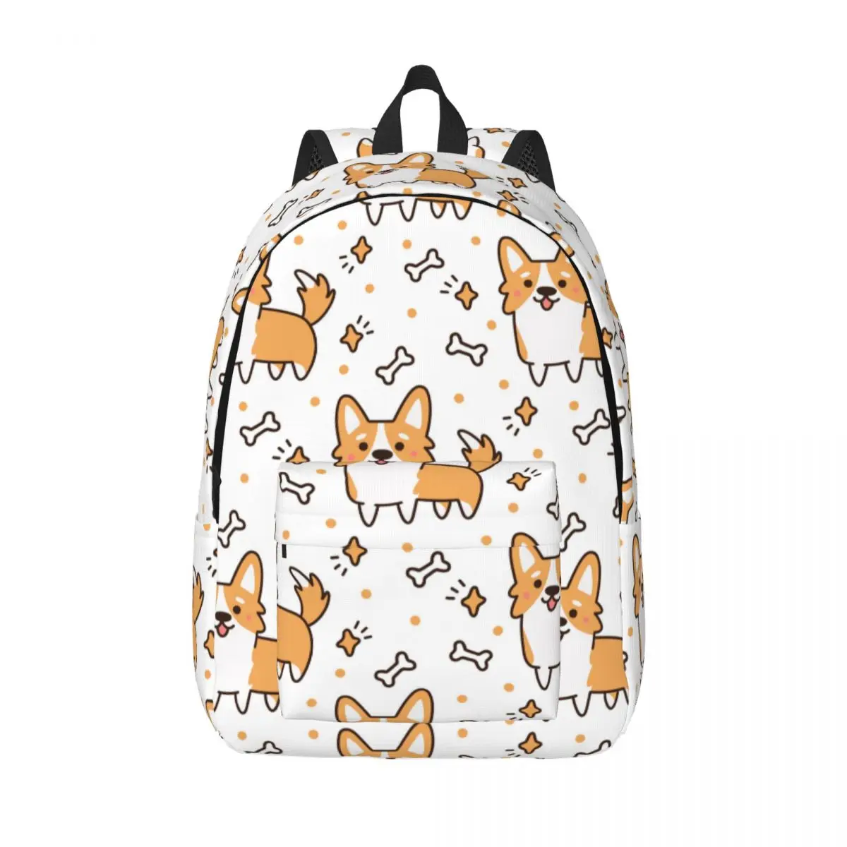 

Cute Dog Breed Welsh Corgi With Hearts Stars Bones Backpack Male School Student Backpack Female Large Capacity Laptop Backpack