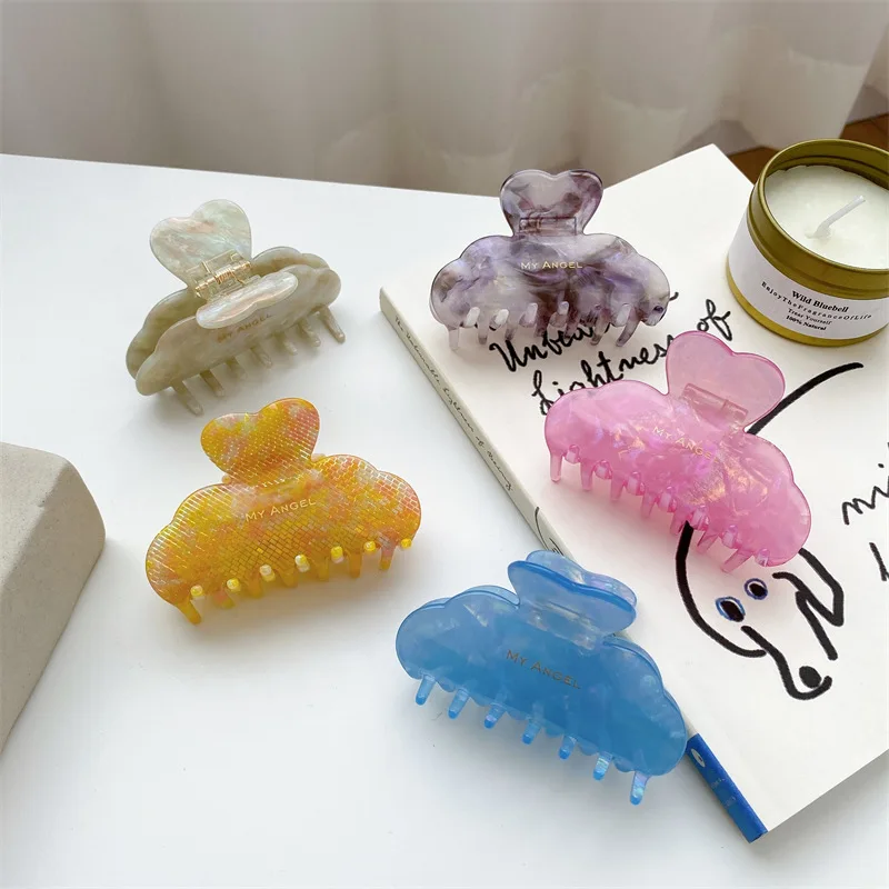 

Ins Korean Fashion 7.5CM Heart Cloud Marbling Hair Clips High Quality Acetic Acid Shark Clips Hair Accessories For Woman Girs