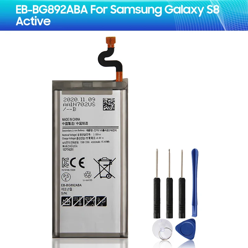 New Replacement Battery EB-BG892ABA For Samsung GALAXY S8 Active 4000mAh Phone Battery