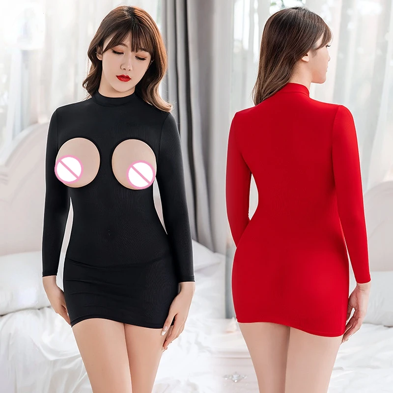 

Женские Соблазнительные облегающие комбинезоны для груди, экзотические платья, съемный эротический комплект нижнего белья, прозрачный кле...