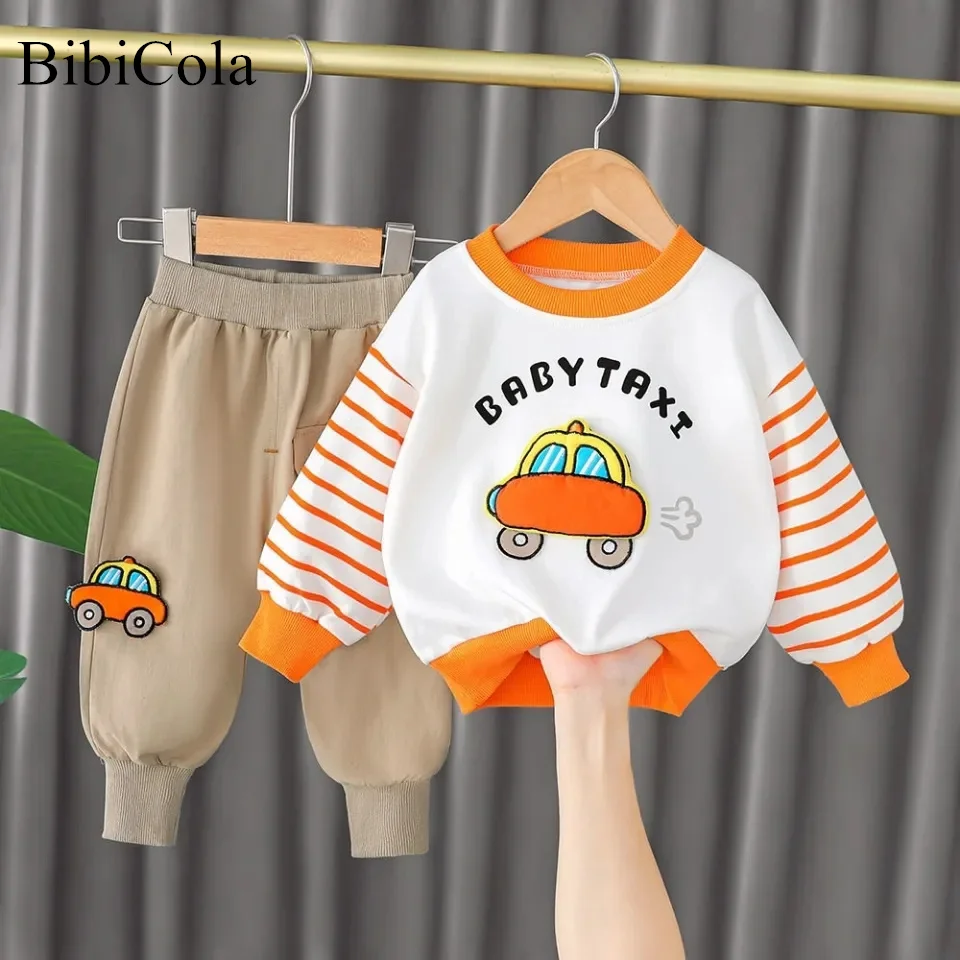 

baby boy clothes spring and autumn suit boy striped sweatshirt + sports trousers casual clothes baby two-piece suit 1-5 years