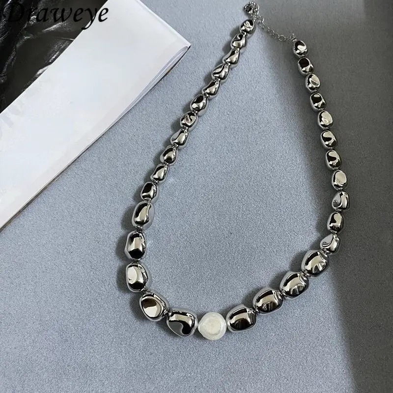 

Draweye Irregular Geometric Necklaces for Women Silver Color Korean Fashion Jewelry Vintage Metal Y2k Collares Para Mujer