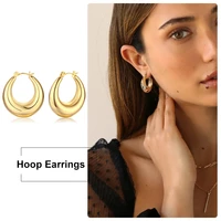 chunky hoop earrings for women fat tube earrings chubby earrings bohe girls female stainless steel gifts