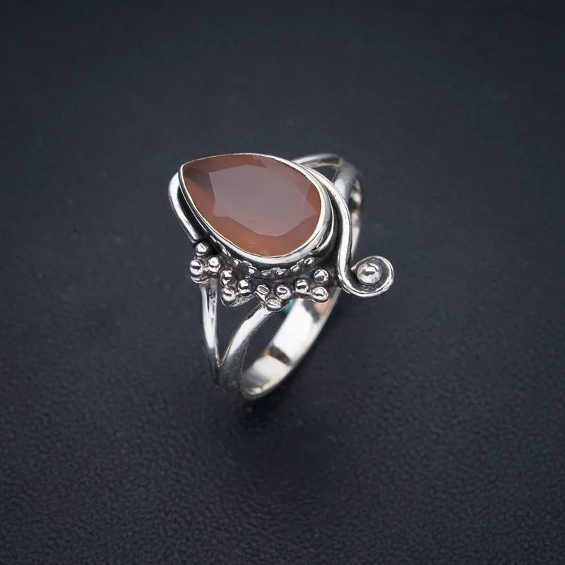 

StarGems Rose Quartz Handmade 925 Sterling Silver Ring 8.5 F1215