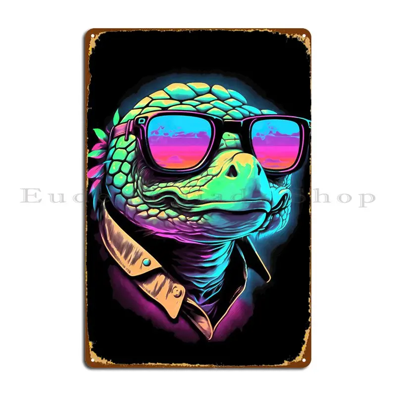 

Металлический плакат с черепахой Synthwave, Настенный декор, Настенный декор, дизайнерская Настенная роспись, жестяной плакат