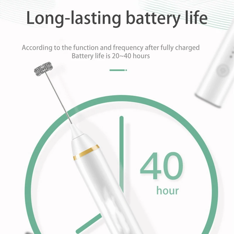 Ручной взбиватель молока USB-электрический Двойной венчик из нержавеющей стали