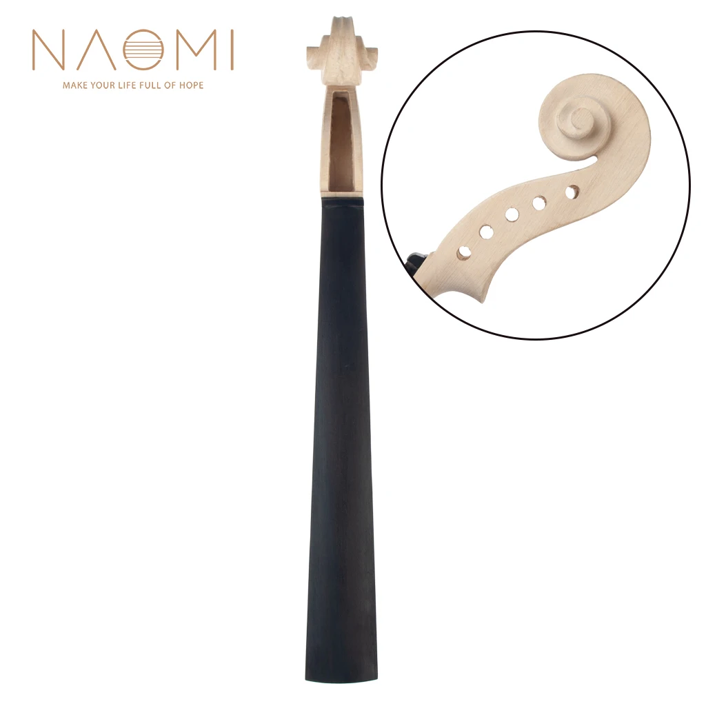 NAOMI  Maple Wood Violin Neck W/ Ebony Fingerboard For 5 String Violin Unfinished Violin Neck Violin Parts Accessories