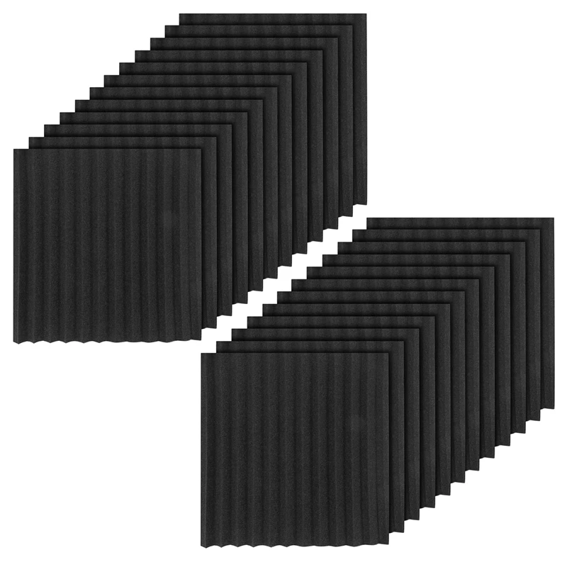 

24 Pcs Black Acoustic Panels Soundproofing Foam Acoustic Tiles Studio Foam Sound Wedges 2.5 X 30 X 30Cm