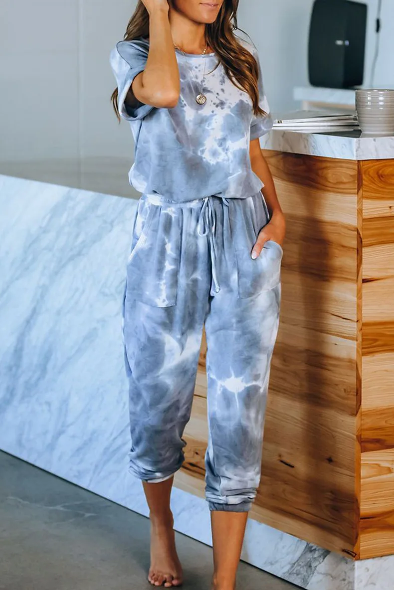 

Womens Pajamas Sets Tie Dye Pyjamas Famale Pijamas Loungewear 2 Piece PJ Set Sweatsuits Sleepwear Nightwear Homewear