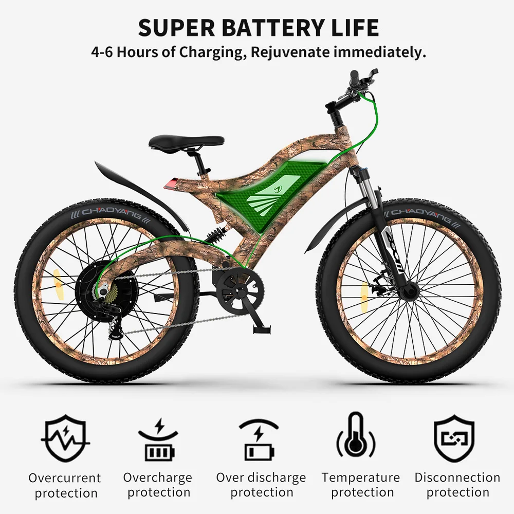 

AOSTIRMOTOR S18 750W/1500W Electric Bicycle Mountain Electric bike 48V 15Ah Removable Lithium Battery 4.0 Fat Tire Beach Bike