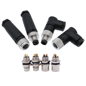 Разъем датчика M8, водонепроницаемый штекер и гнездо, прямой угол, винтовое резьбовое соединение, 3, 4 контакта, фланцевое гнездо, заднее крепление