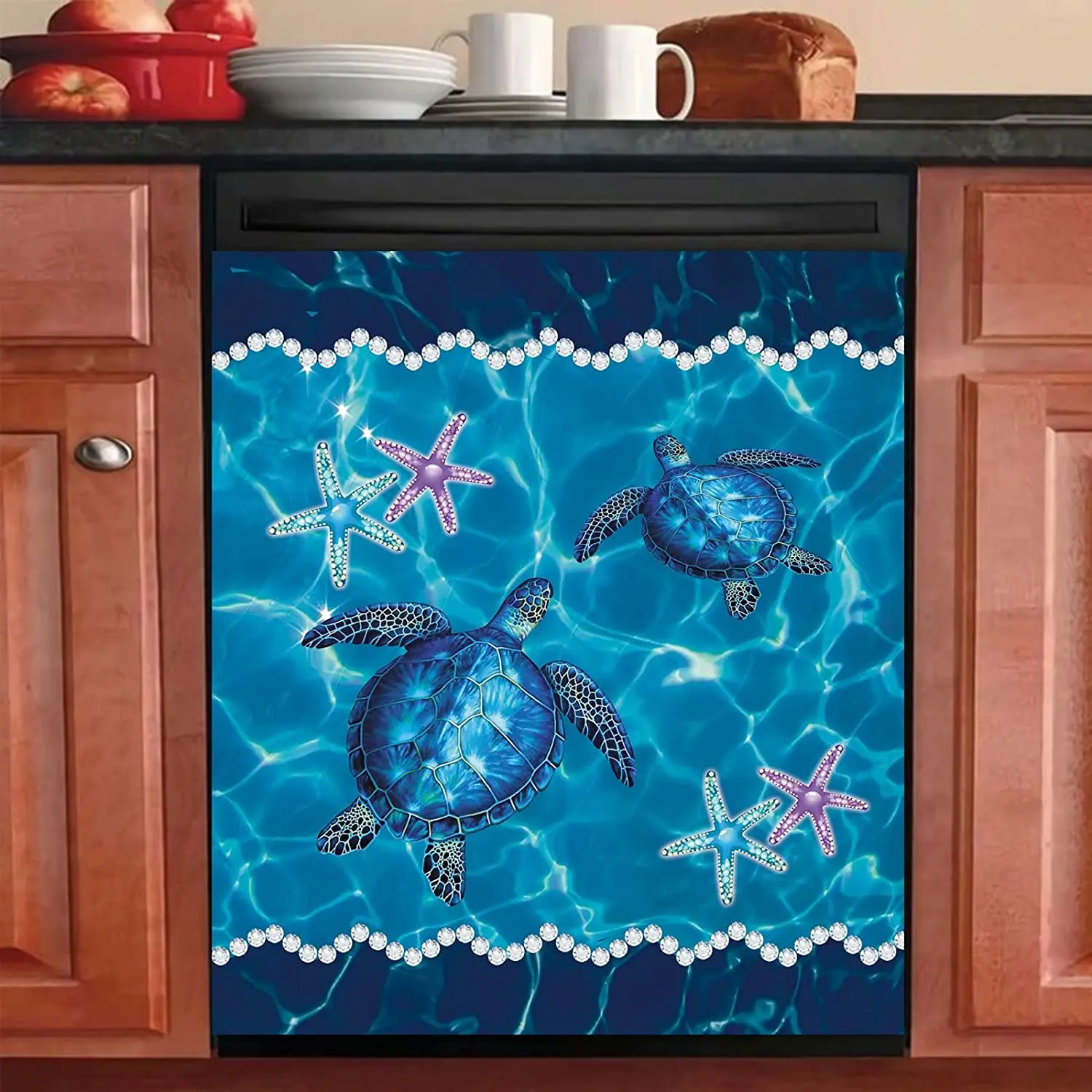 

Homa Turtles Dishwasher Decals, Star Ocean Fridge Magnet Cute Kitchen Decor Refrigerator Magnetic Stickers Home Appliance Cover