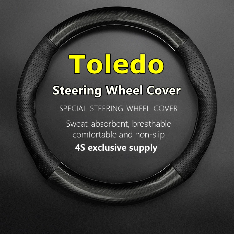 

Fiber Leather For Seat Toledo Steering Wheel Cover Genuine Leather Carbon Fiber 2012 2013 FR LINE 2015