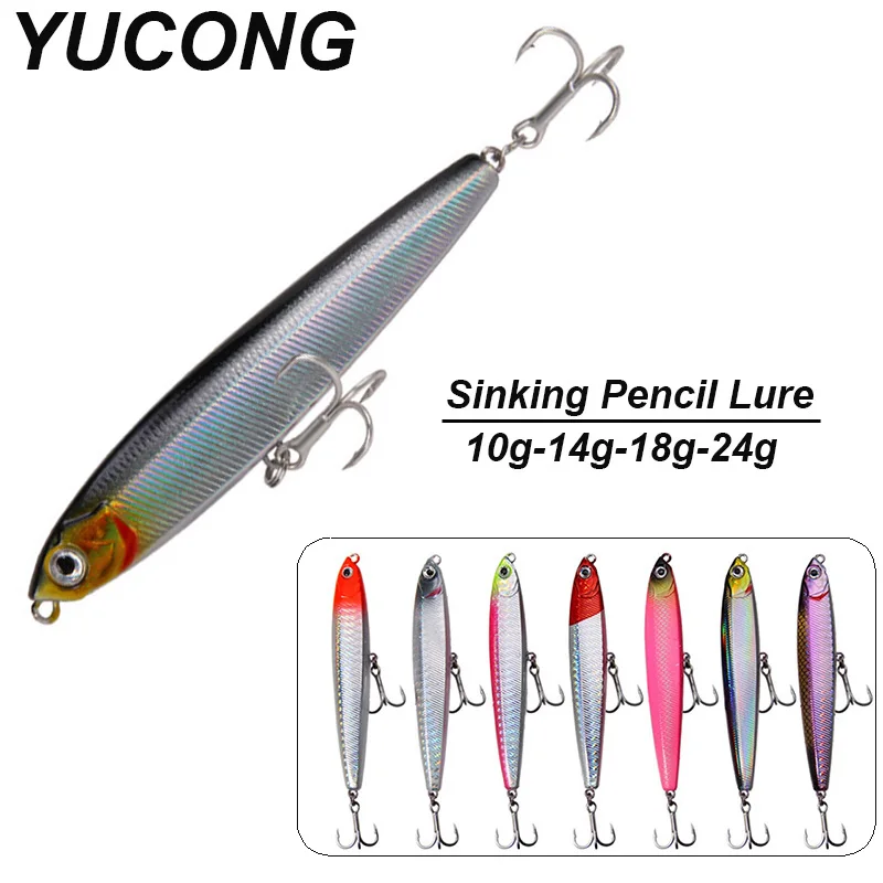 

YUCONG 1PCS Sinking Stickbait 10-14-18-24g Pencil cebos Fishing Lure Pike Wobbler Artificial Trolling Bait leurres de pêche mer