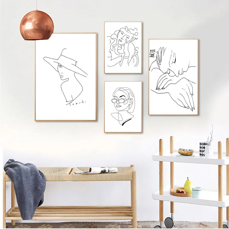 

Body Line Drawing Abstract Painting Wall Art Canvas Painting Black White Nordic Posters And Prints Wall Pictures For Living Room