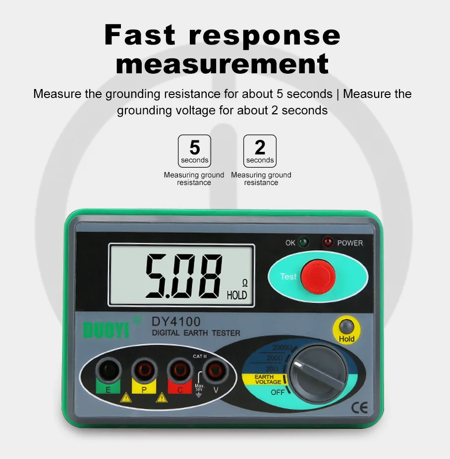 

Resistance Tester DUOYI DY4100 Real Digital Earth Tester Ground Resistance Instrument Megohmmeter 0-2000 Ohm Higher Accuracy