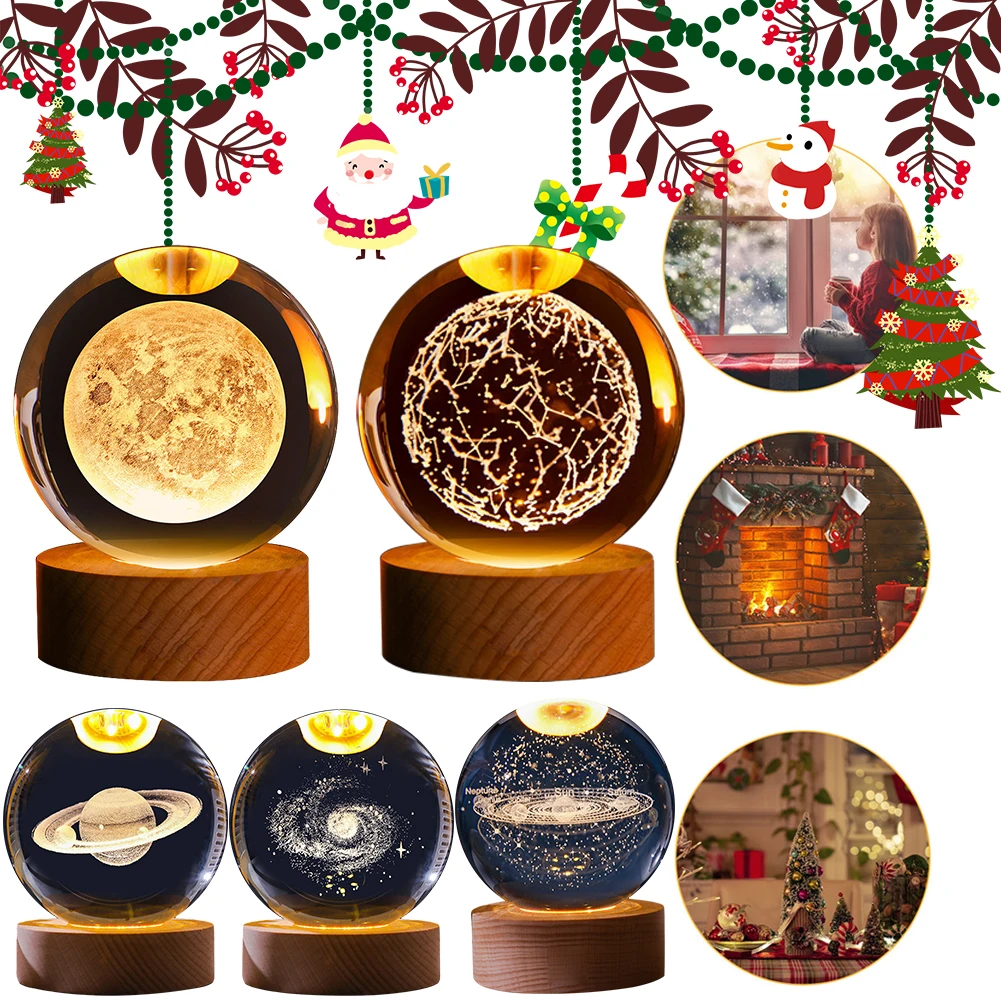 3d Светодиодный Хрустальный Галактический Глобус Ночник Настольная Лампа С