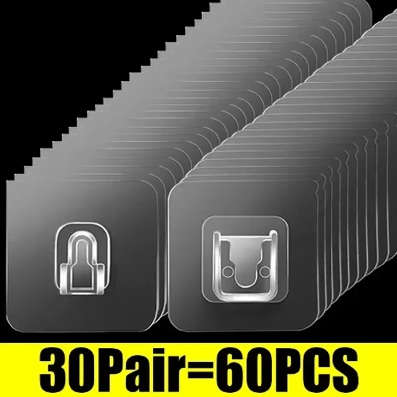 

Двусторонние Клейкие Крючки, Прозрачные, Без Следов, Для Кухни, Спальни, Для Хранения, Держатель, Крючки Для Одежды, Материал...