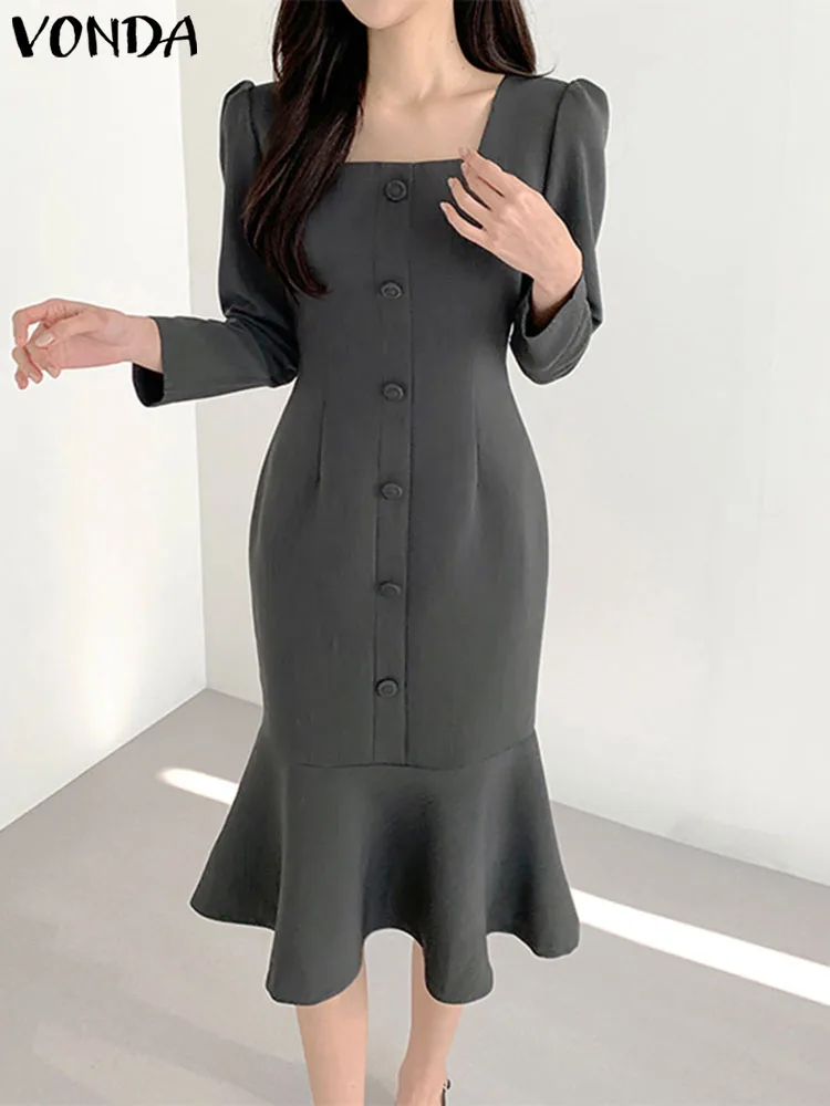 

Платье VONDA женское летнее с длинным рукавом и квадратным вырезом