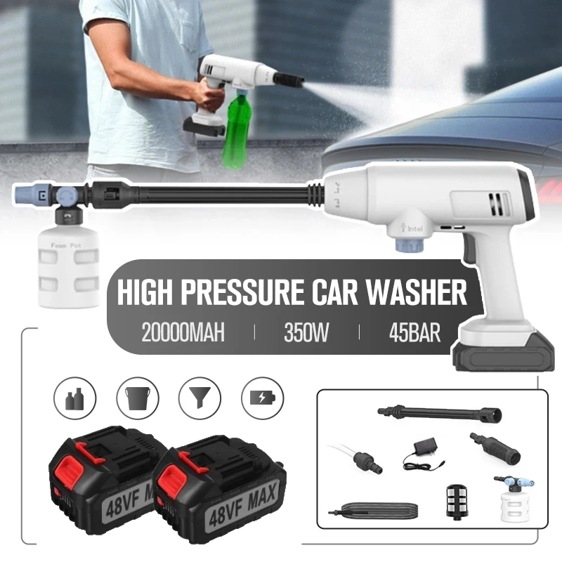 

350W 20000mAh 45Bar Wireless High Pressure Car Washer Water Spray Gun High Pressure Car Washing Machine For 18V Makita Battery