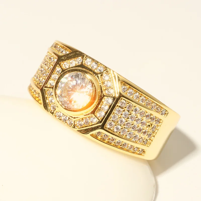 Модное кольцо золотого цвета для женщин S925 Стерлинговое Серебро штамп