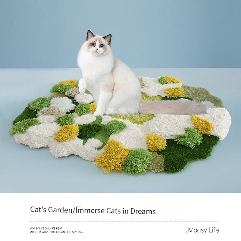 

Garden Handmade New Zealand Wool Carpet Art Luxury Home Doormat Bedside High grade Pet Mat Cat