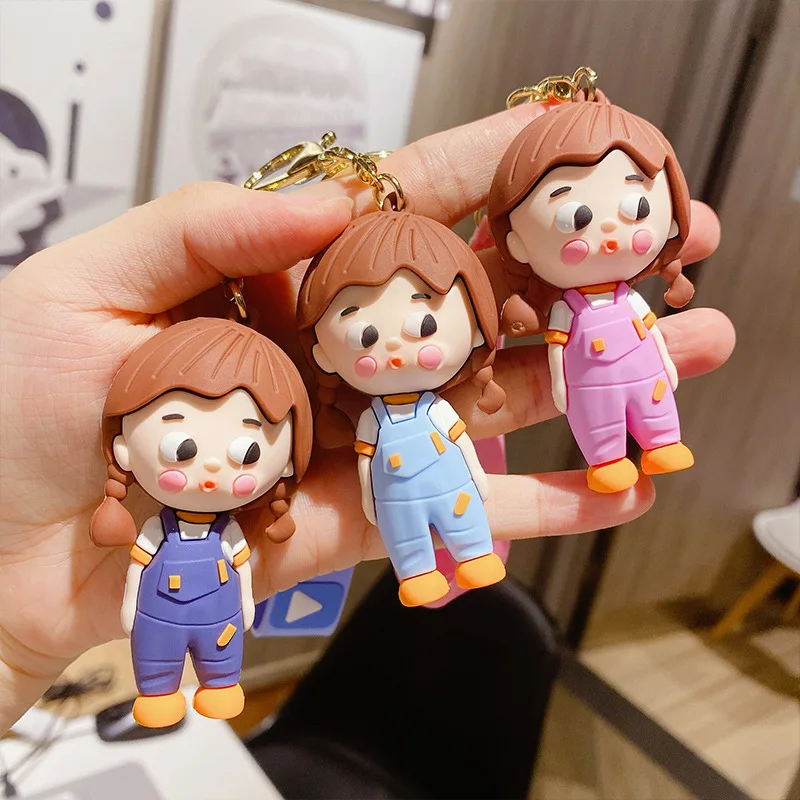 

Creative Epoxy Jungle Girl Doll Keychain Fashion Cartoon Blowing Bubbles Girl Keyring Girlfriend Bag Pendant Charm Gifts Keyfob