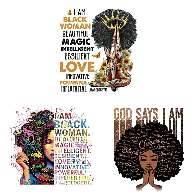 

Iron On Transfers Patches For Clothing T-Shirt 3PCS Washable Black Women Heat Transfer Stickers DIY Decoration Applique