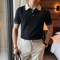 2022 summer classic polo shirts men short sleeve knitted polo shirt slim casual business social polos streetwear lapel tee tops