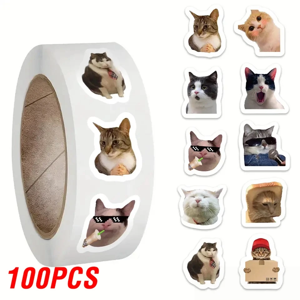 

Набор наклеек с котами и мемами, 100-500 шт