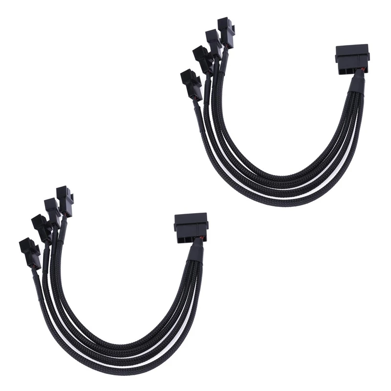 

2X 4Pin IDE To 4 Port 3Pin/4Pin PC Cooling Fan Splitter Power Cable Computer Case Fan Splitter Extension Cable