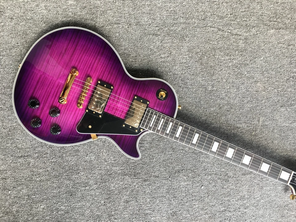 

Custom shop purple LP electric guitar Solid Mahogany guitar,Golden hardware guitarra,Free shipping