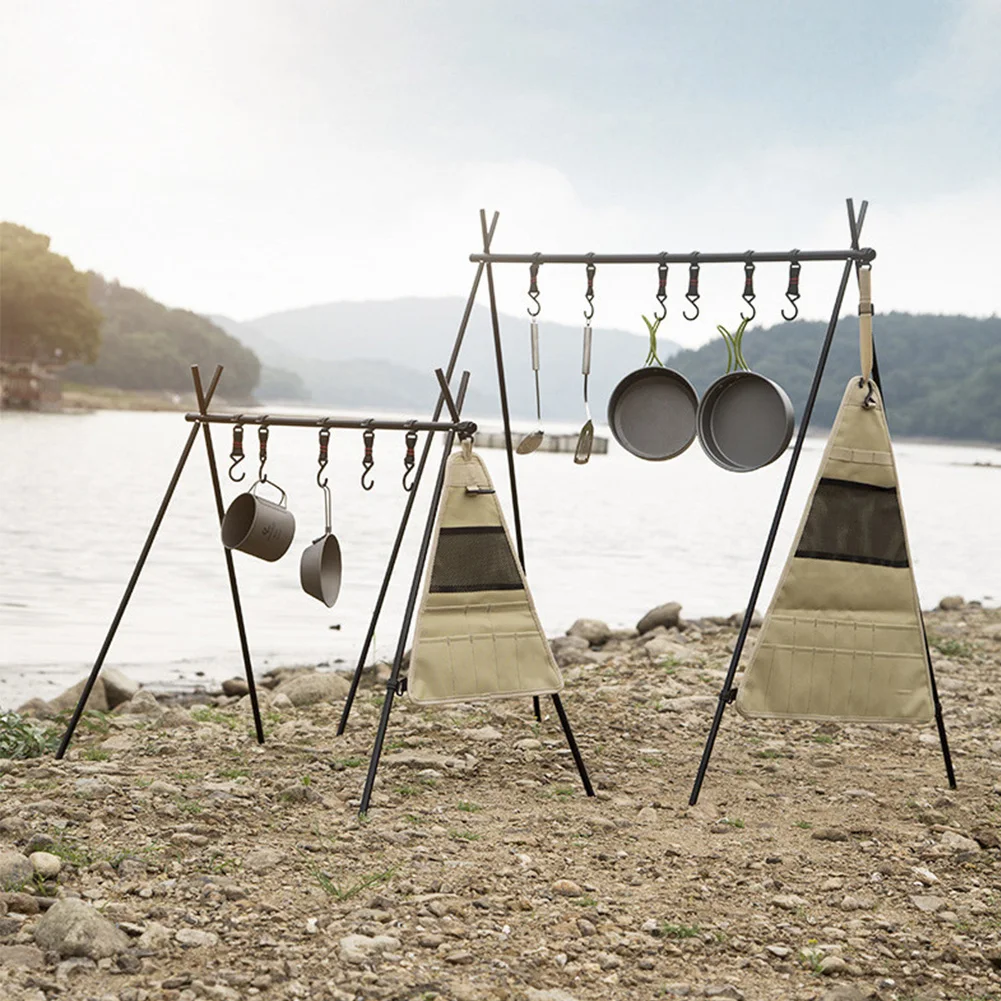 

Cookware Tableware Organizer 600D Oxford Cloth Tripod Rack Hanging Bag Tableware Finishing Pack for Camp Outdoor Picnic/BBQ