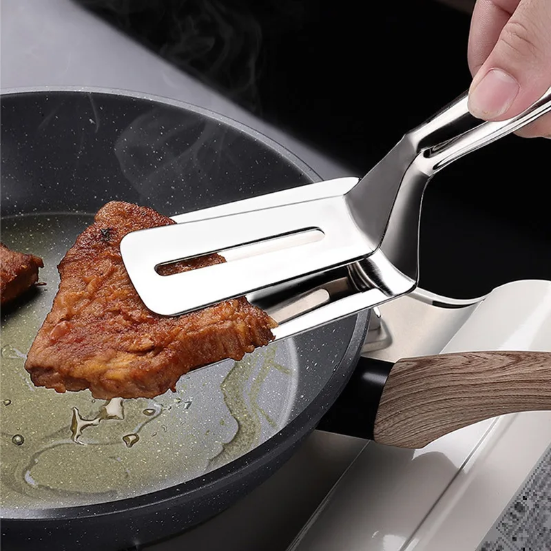 

304Stainless Steel Steak Clip Pancake Barbecue Spatula Clip BBQ Tongs Frying Fish Spatula Clip Bread Clip Household Kitchen Tool