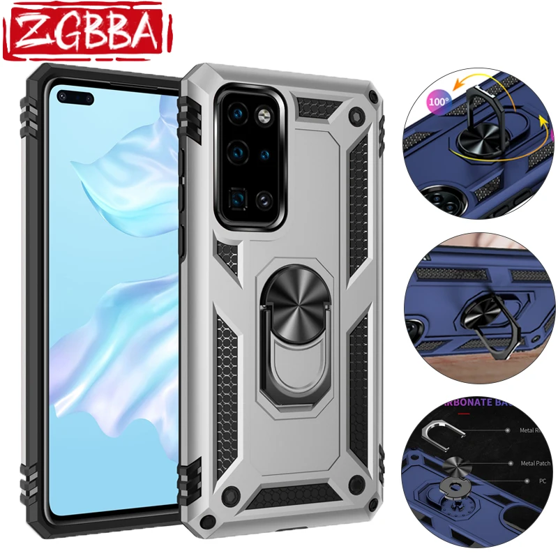 

ZGBBA Shockproof Phone Case For HUAWEI Y9 Y6 Prime Y7Pro Y5 Solid Color Magnet Ring Stand Armor Cover For Huawei Y6s Y7 Y8S Y6p